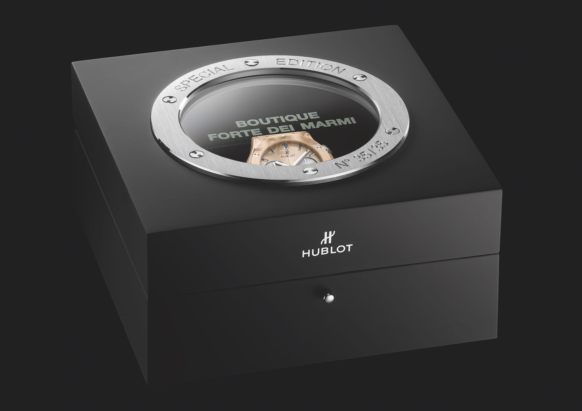 Hublot Classic Fusion Chronograph Boutique Forte dei Marmi 521.CZ.892B.RX.BHF21 Estuche detalle
