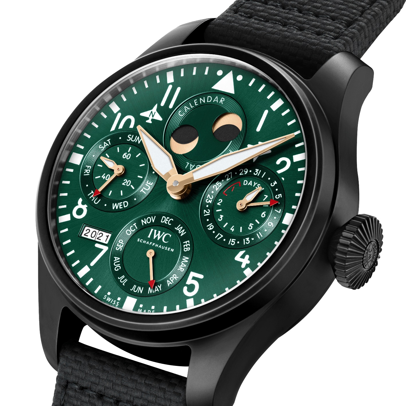 IWC Big Pilot's Watch Perpetual Calendar Edition Racing Green IW503005 Esfera