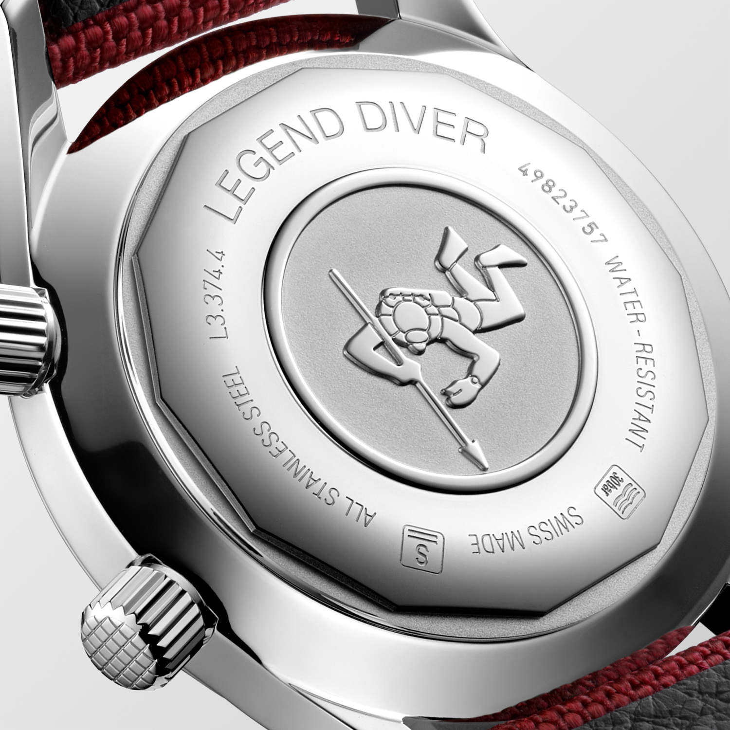 The Longines Legend Diver Watch L3.374.4.40.2 Detalle trasera