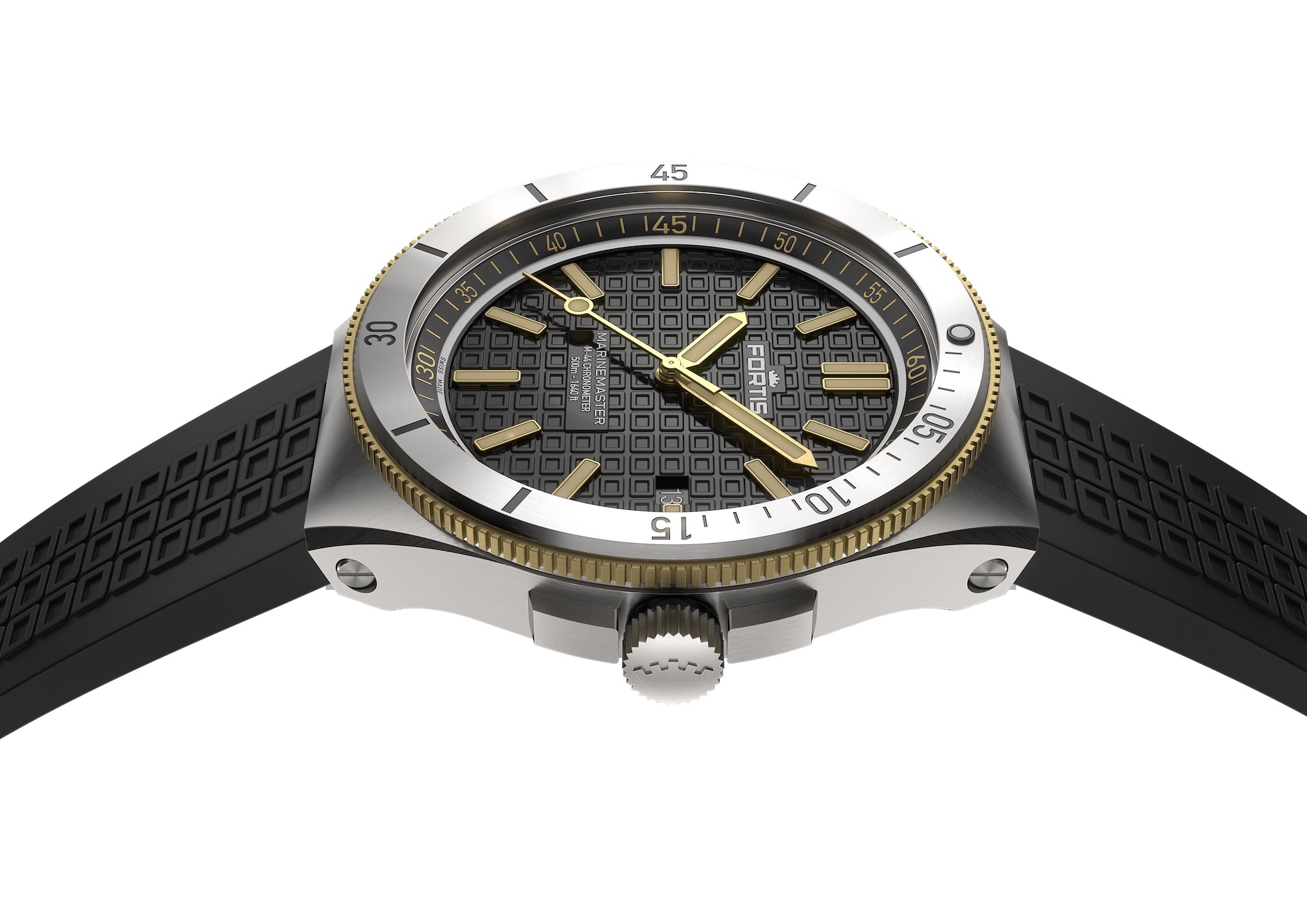 Fortis Marinemaster M-44 Black Resin Gold Limited Edition F8120015 Lateral