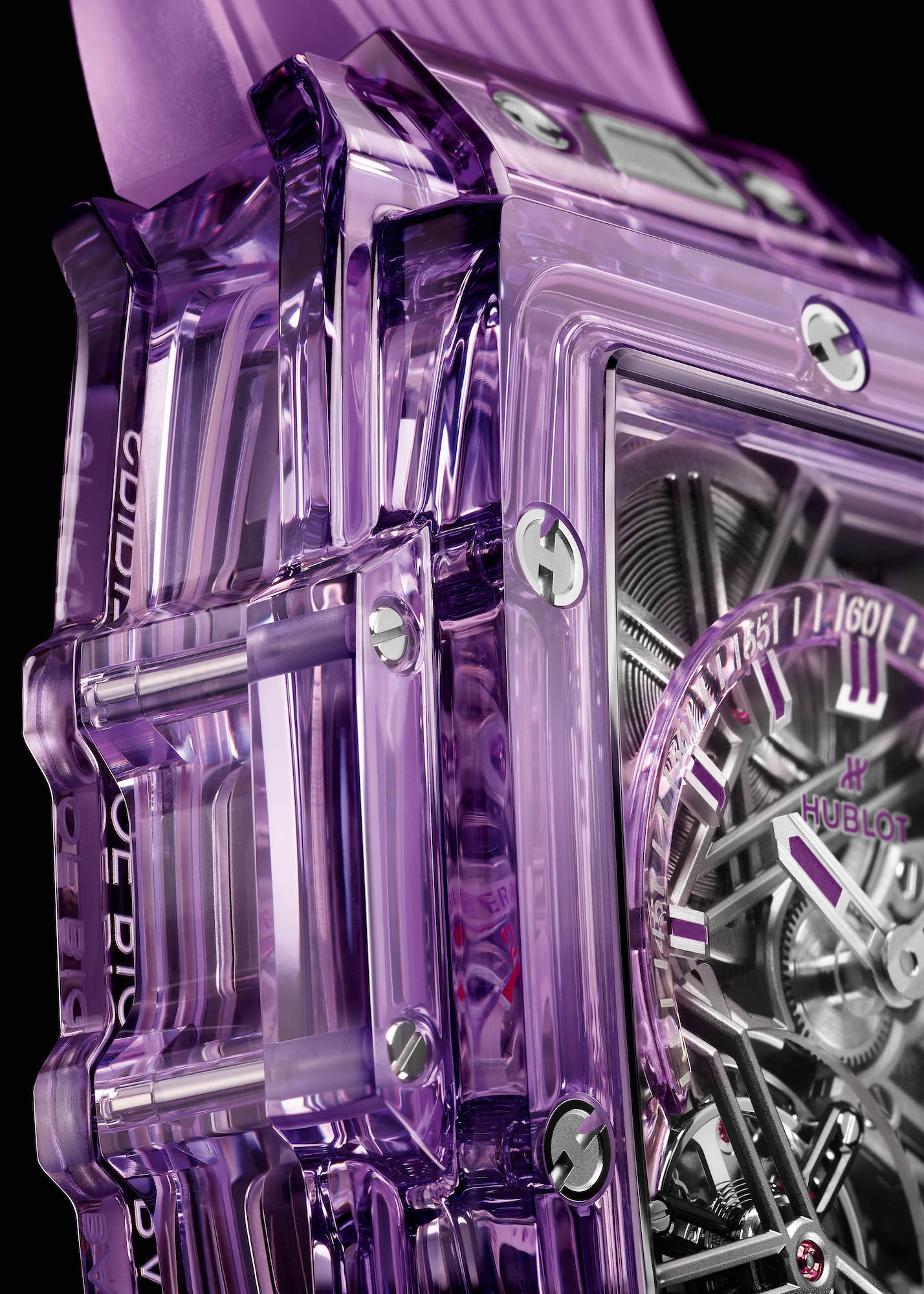 Hublot Spirit Of Big Bang Tourbillon 5-Day Power Reserve Purple Sapphire 645.JM.0120.RT Detalle caja