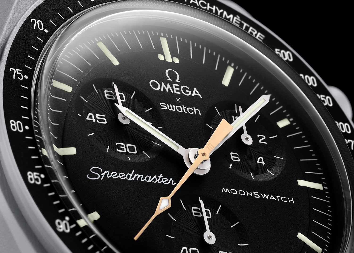 Omega X Swatch MoonSwatch Mission to Moonshine Gold Detalle esfera