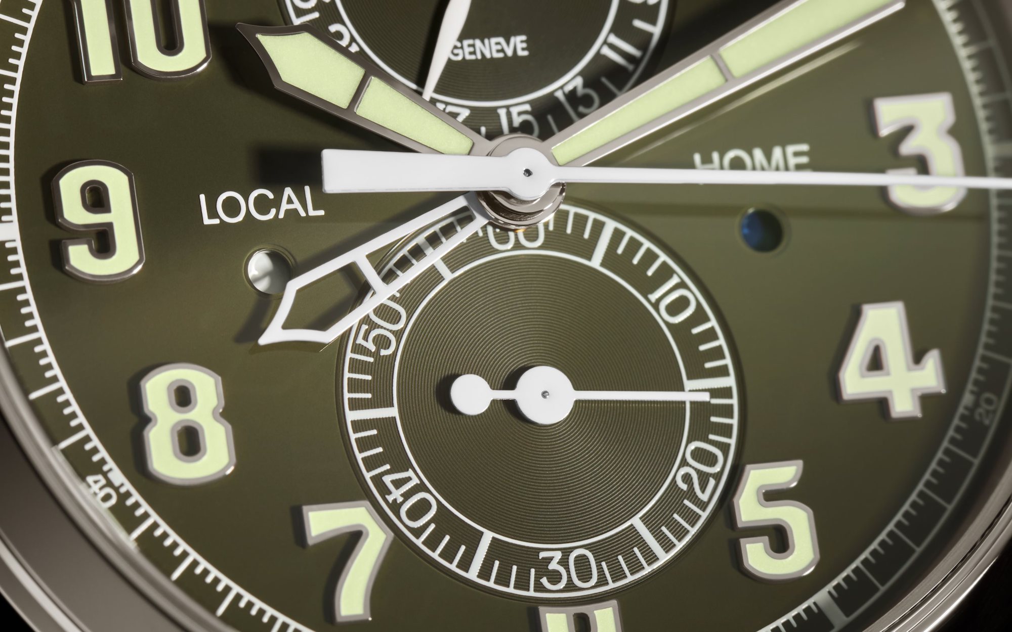 Patek Philippe Calatrava Pilot Travel Time Chronograph 5924G-010 Detalle esfera