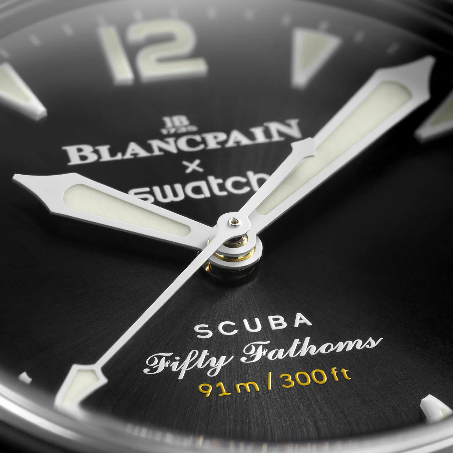 Blancpain X Swatch Bioceramic Scuba Fifty Fathoms Ocean of Storms SO35B400 Detalle esfera