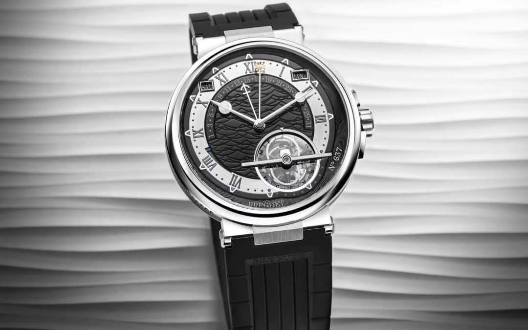 Breguet Marine Tourbillon Equation Marchante 5887PT/92/5WV, en platino y negro