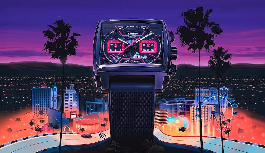 Tag Heuer Monaco Chronograph Skeleton Pink DLC Titanium CBL218B.FT6236, inspirado en Las Vegas