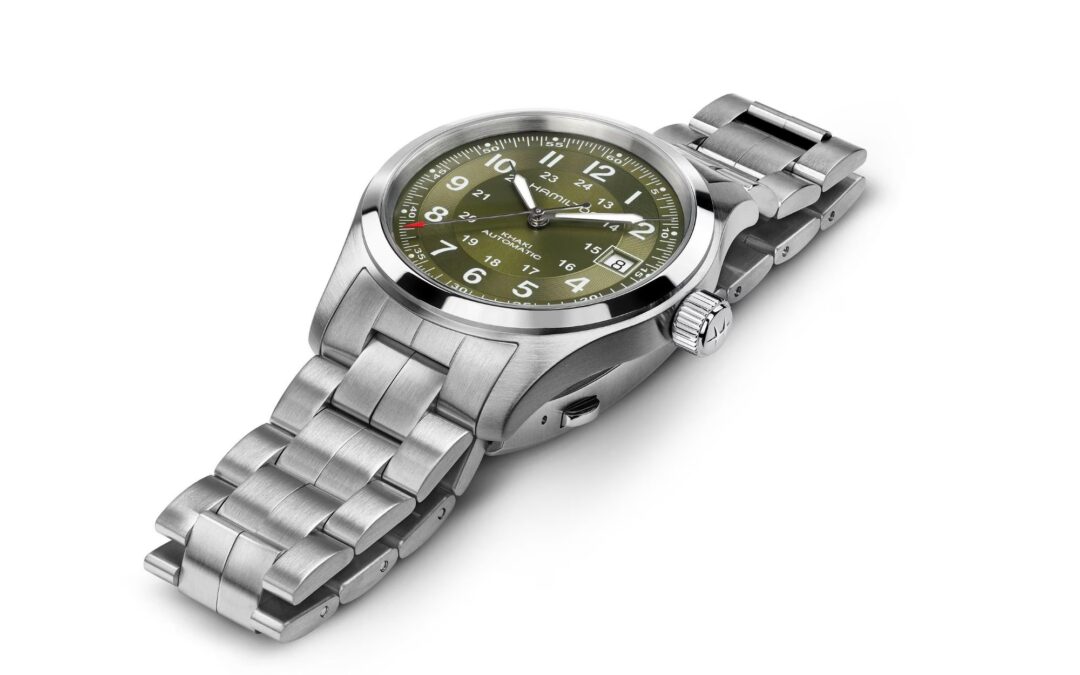 Nuevos Hamilton Khaki Field Auto con esferas verde caqui y azul oscuro